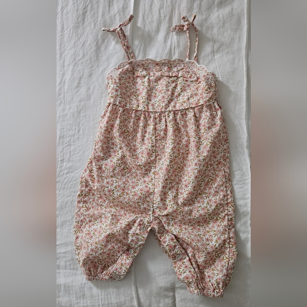 Nordstrom Pink Floral Romper with Tie Straps